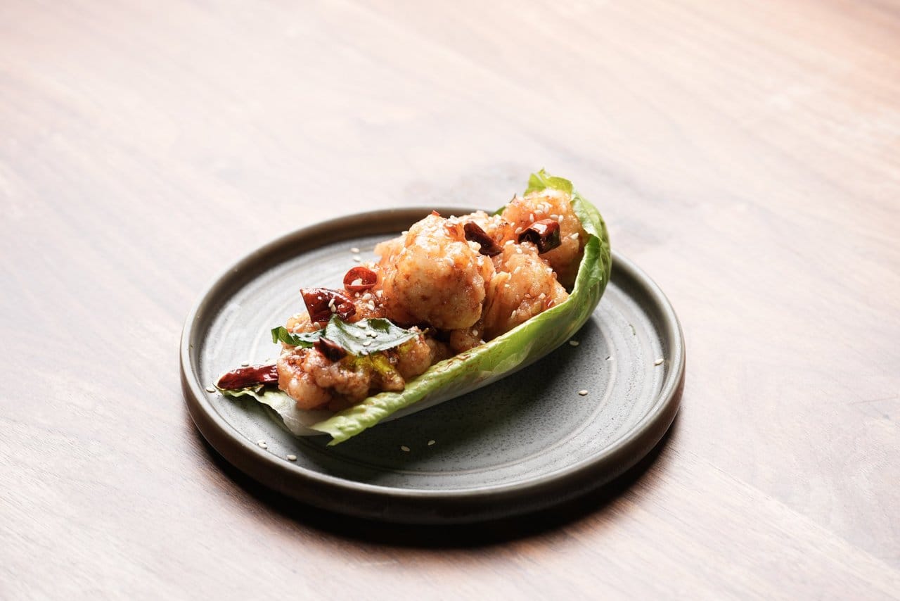 Chili tiger prawns